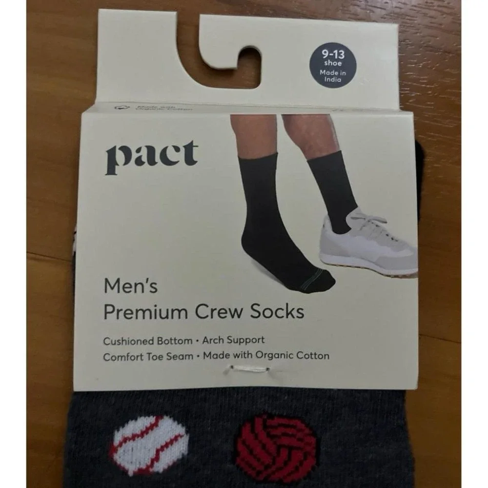 Mens NWT PACT Sports Basketball Soccer Football Crew Socks‎
